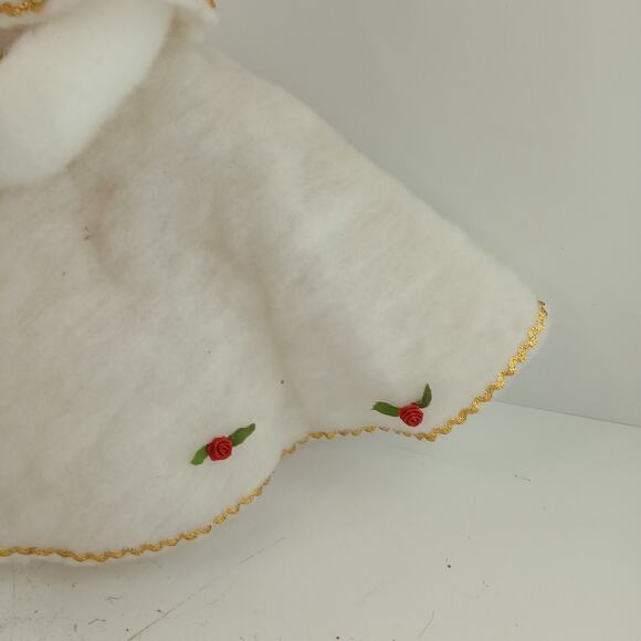 Vintage Mitzi Head Bottle Doll 18" White Winter Cape Red Roses Homemade Decor - Picture 5 of 12